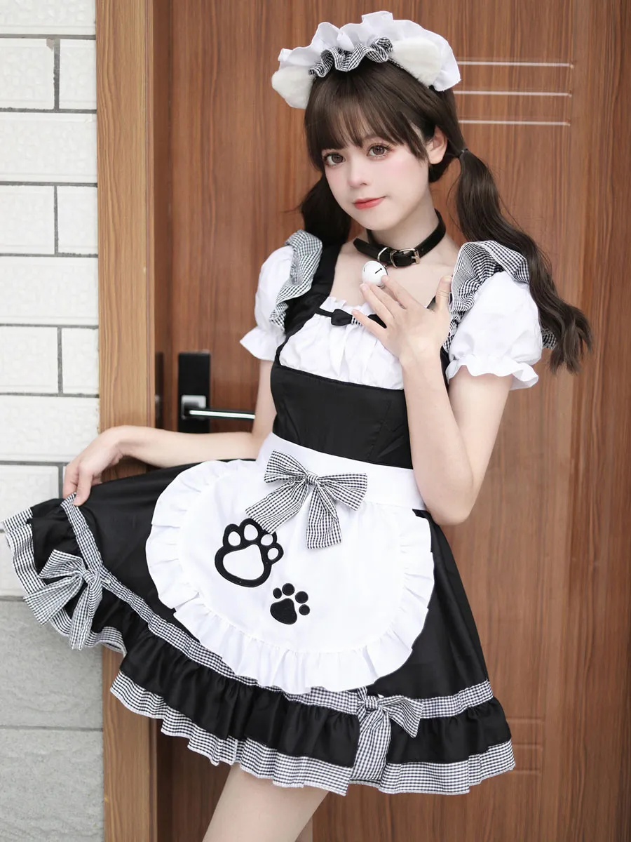 Gothic Lolita Dresses Ruffles Bows Plaid Black Light Pink